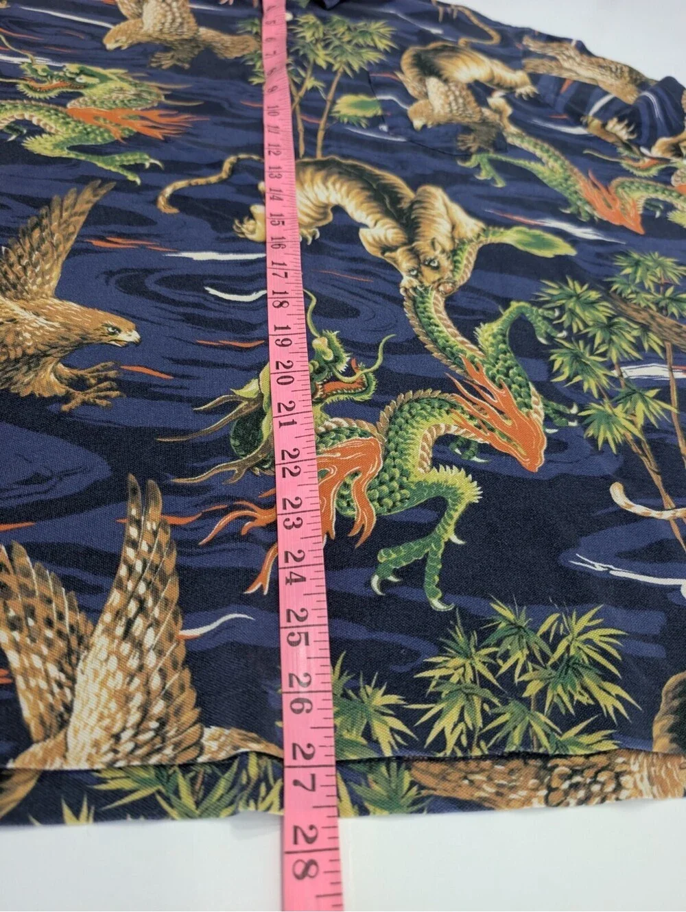 Vtg Polo Ralph Lauren Dragon Tiger Eagle Polo Shirt All Over Print Mens 2XL XXL